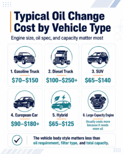 oil change cost by vehicle type